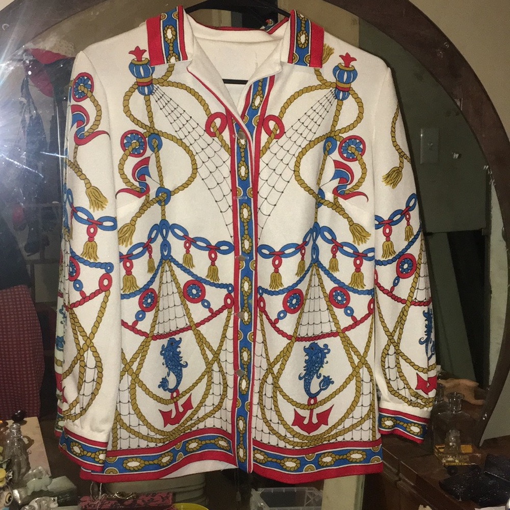 True vintage women's medium nautical button up